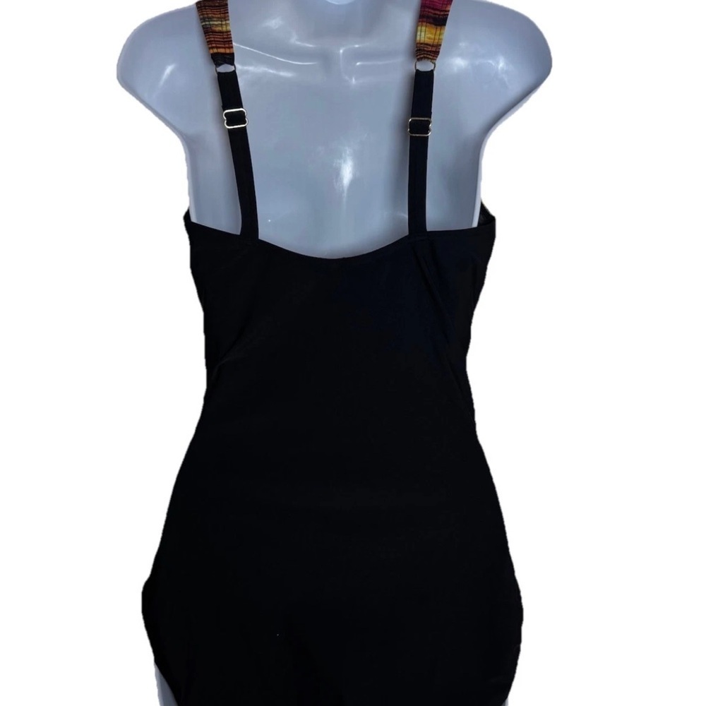 Christina Swimwear One Piece Swimsuit Size 12D Black Tummy Control V-neck - Picture 2 of 5